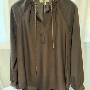 Michael Kors Black Blouse with Gold Accents
